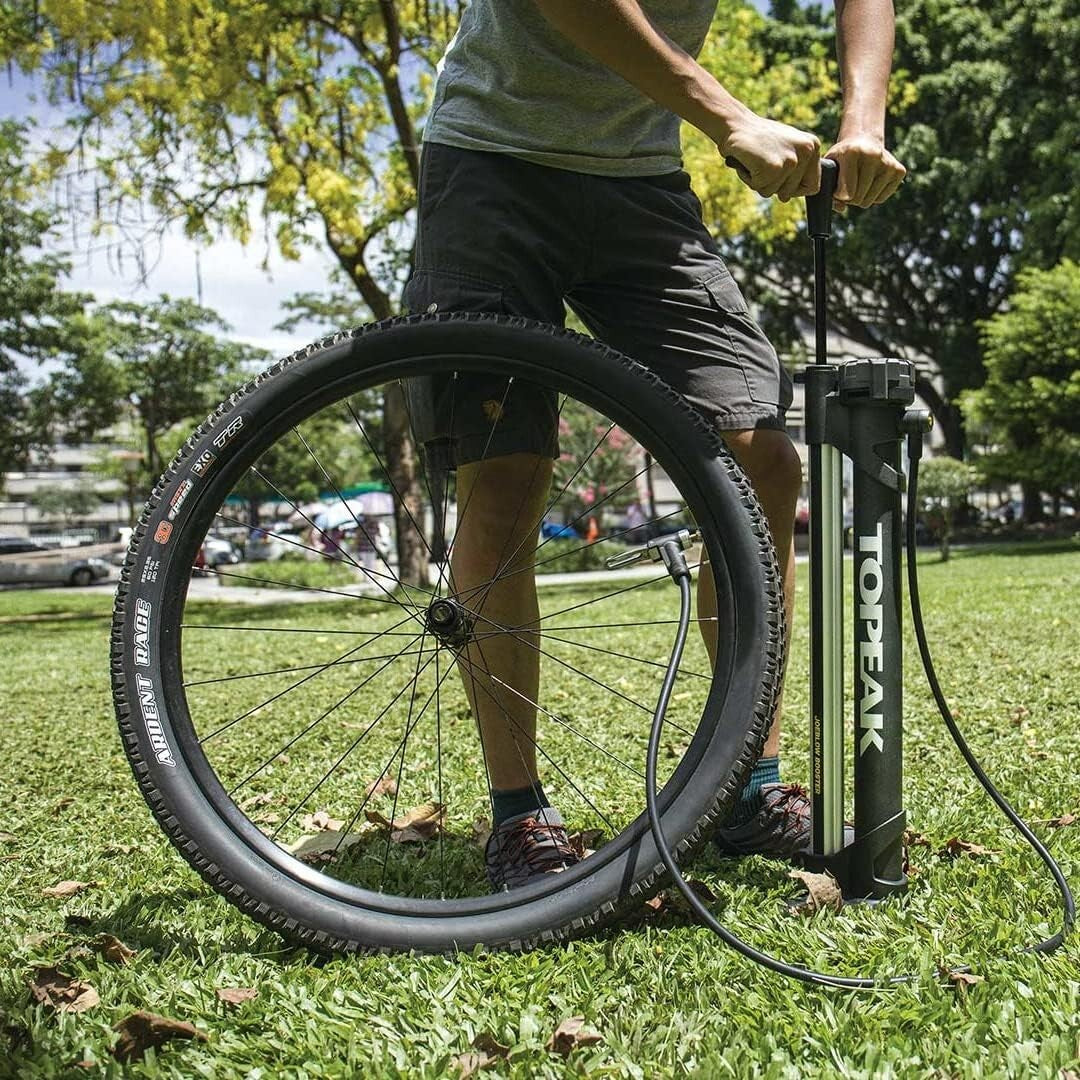 Premium Black Floor Air Pump - Extra-Long Hose for Easy Valve Connection