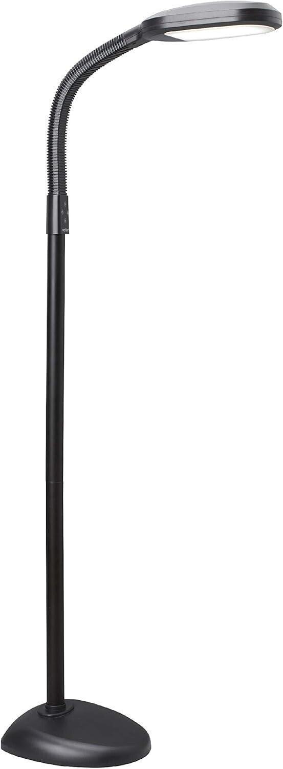 SmartLight Full Spectrum LED Floor Lamp: Adjustable Brightness, Gooseneck Design