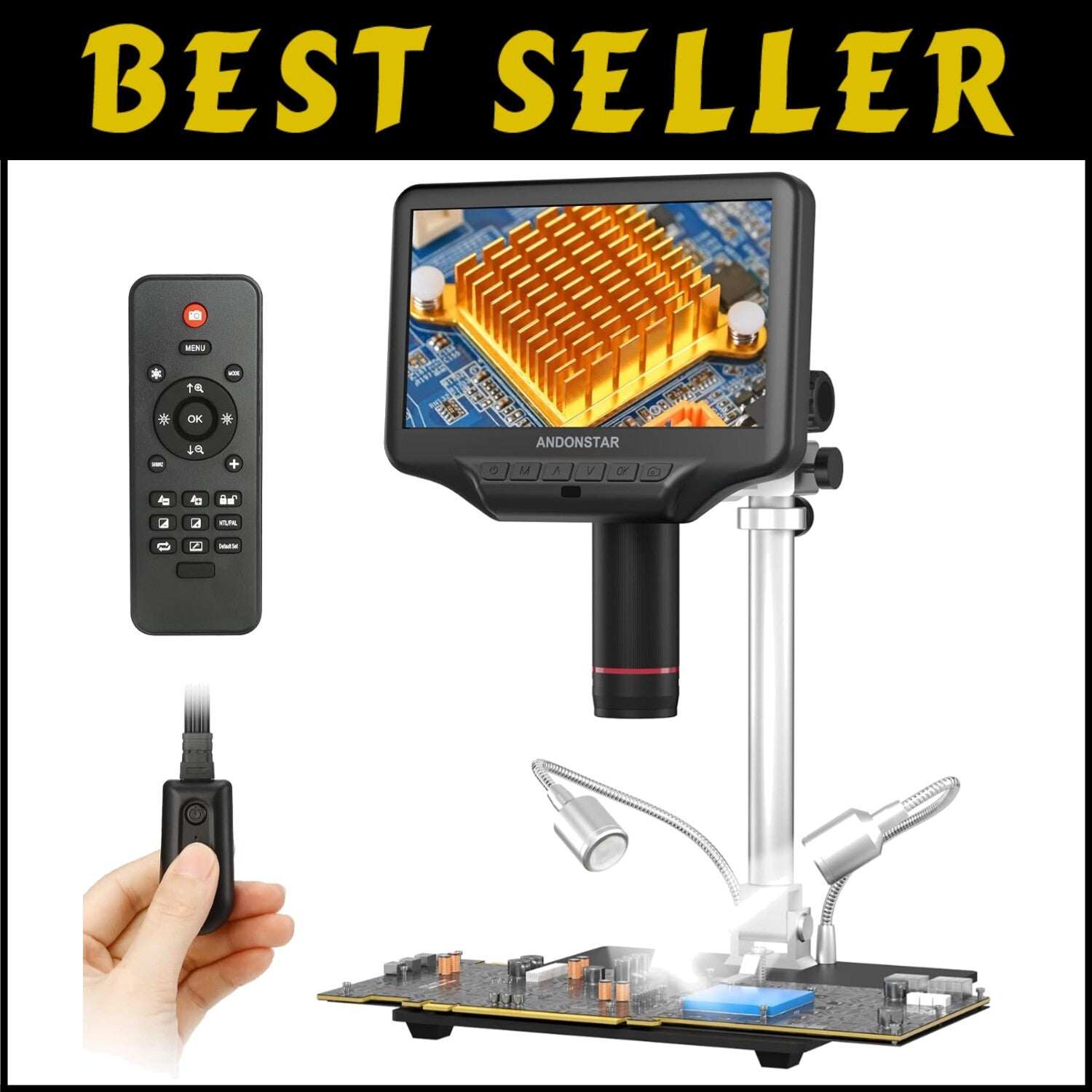 AD407 Pro 3D HDMI Digital Microscope with 7" LCD Screen for Precision Repairs