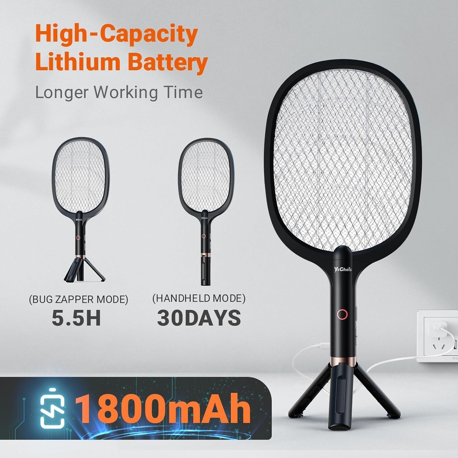 Portable 2-in-1 Electric Fly Zapper Racket - Rechargeable & UV Lights Included