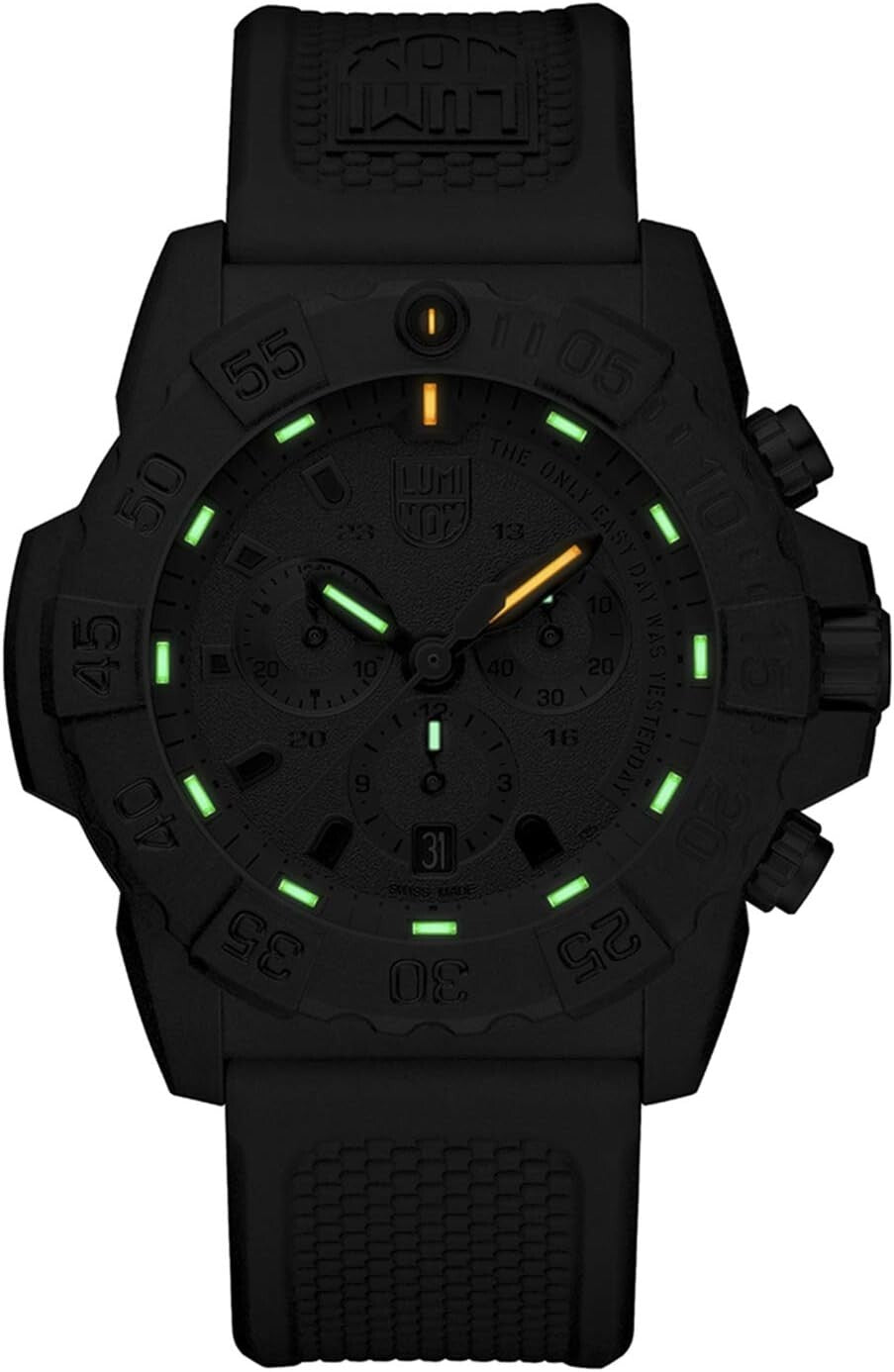 45mm Navy Seal Series 3580 Dive Watch - Water Resistant, Black Dial Chronograph