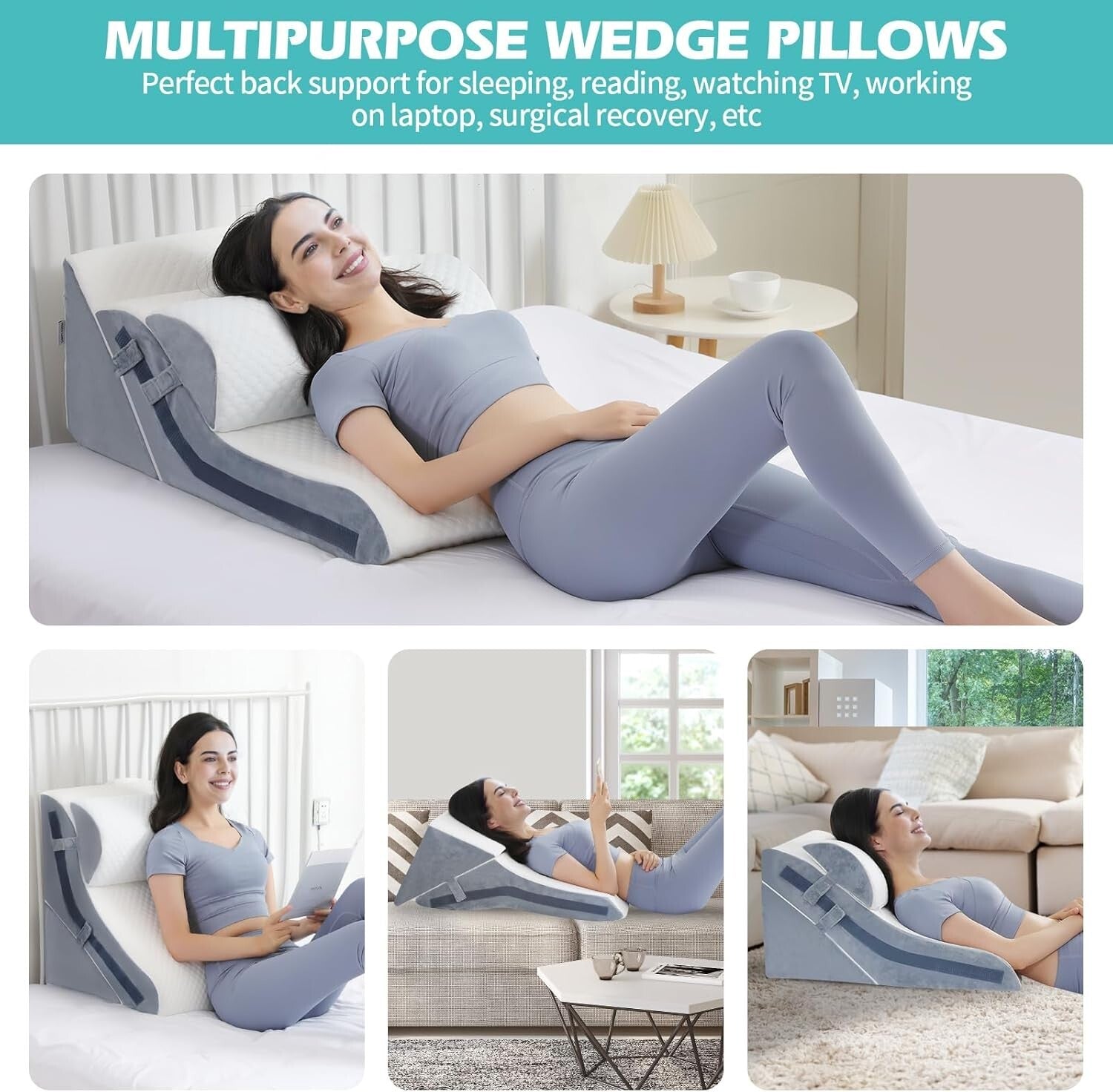 Ergonomic 3-Piece Wedge Pillow Set – Ideal for Sleep, Recovery & Relaxation