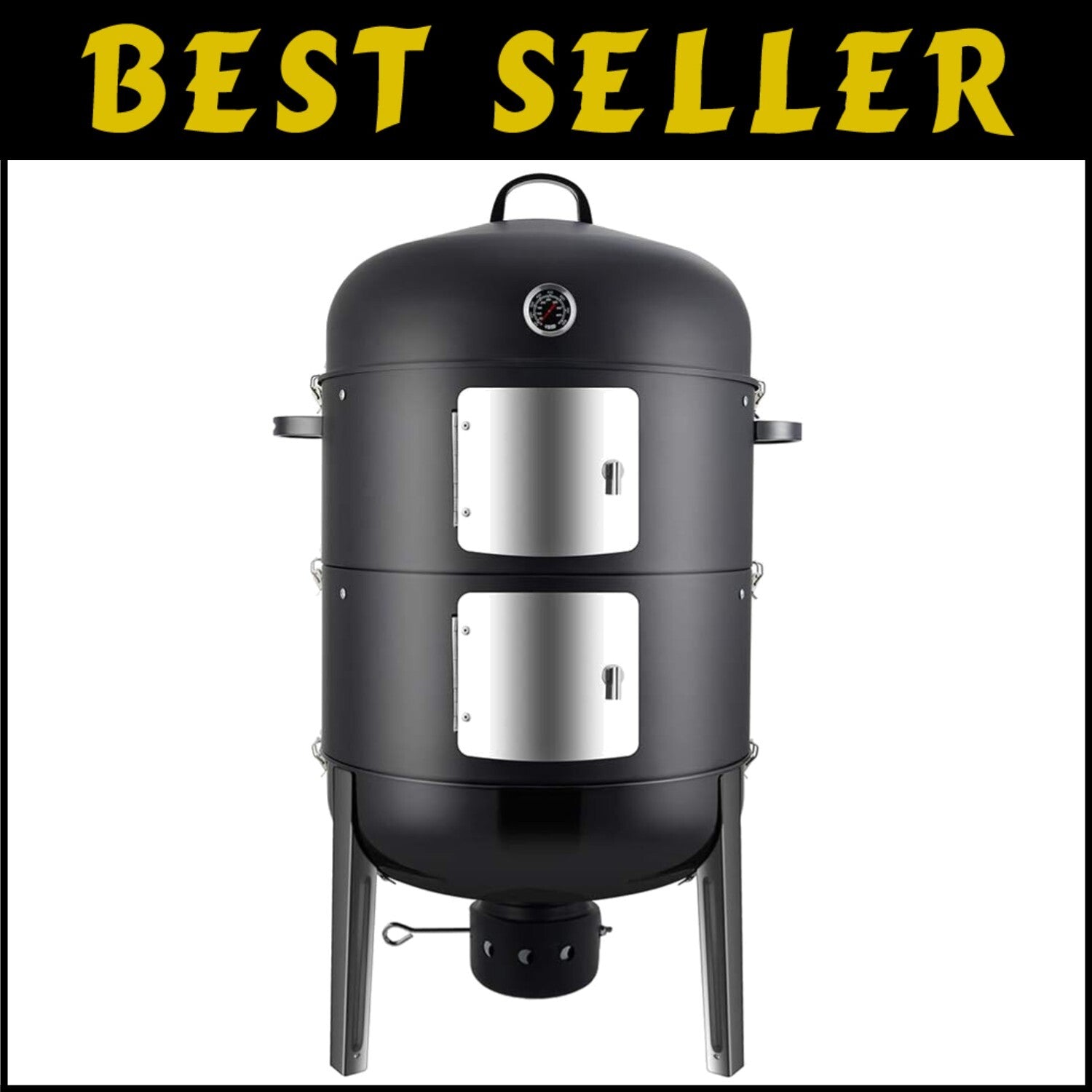 Alloy Steel Charcoal BBQ Smoker - Easy Assembly & Large Capacity for Outdoor Fun