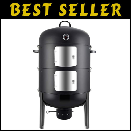 Alloy Steel Charcoal BBQ Smoker - Easy Assembly & Large Capacity for Outdoor Fun