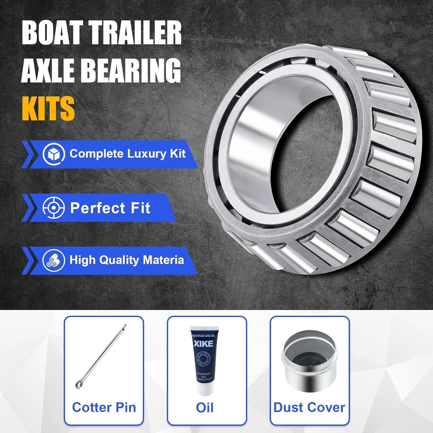 4-Piece Trailer Wheel Hub Kit for 3/4" Axles - LM11949/LM11910 Bearings Included