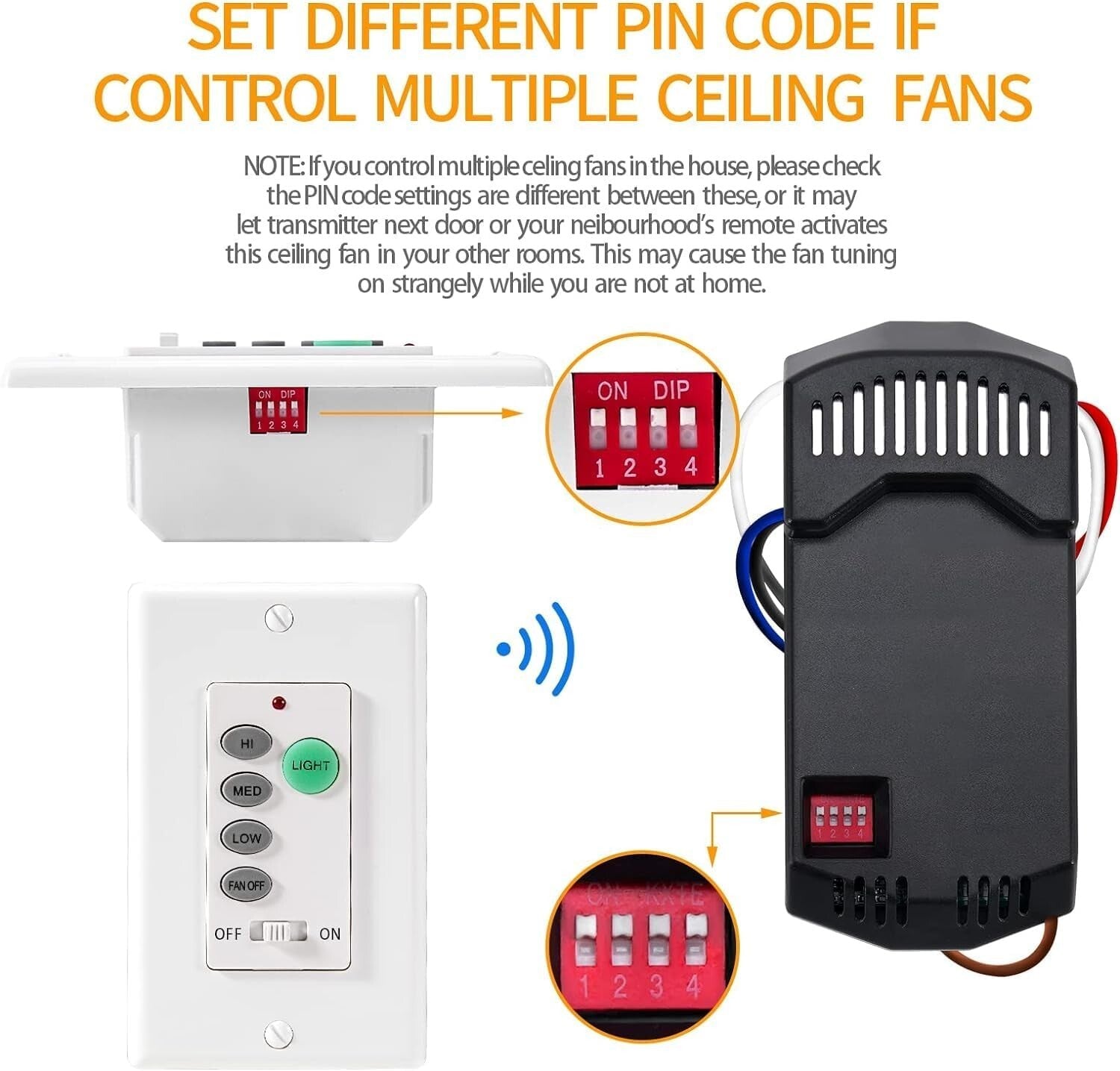 2 Pack Ceiling Fan Remote Control with Light Dimmer - Fits Hunter & Hampton Bay