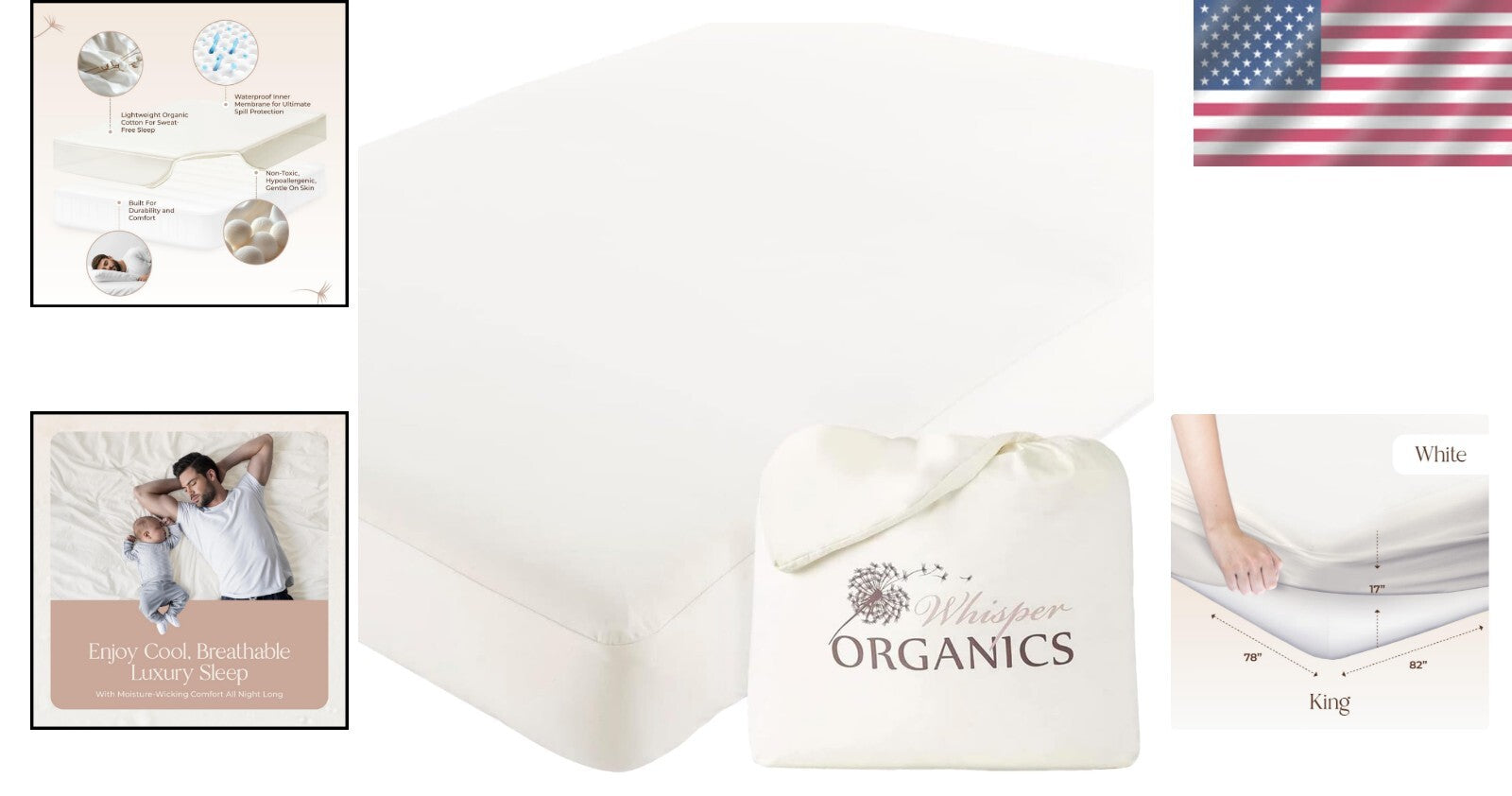 Eco-Friendly Waterproof Mattress Protector - King Size, 78x82, Machine Washable