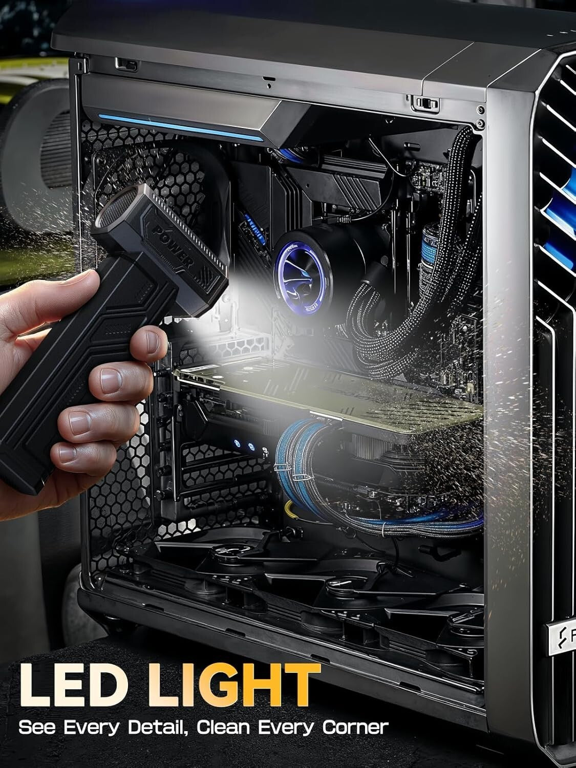 Eco-Friendly Rechargeable Air Duster with 4-Gear Settings & Cleaning Brushes