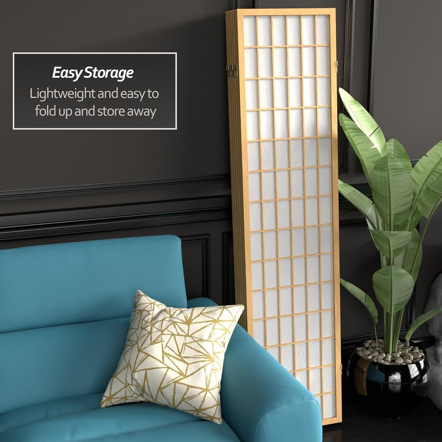 Classic 6-Panel Window Pane Shoji Screen Room Divider - Elegant Privacy Solution