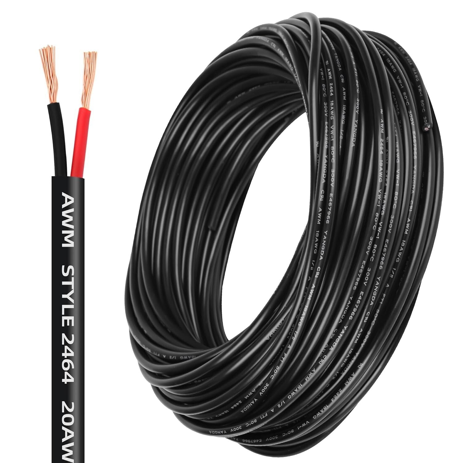 20 AWG Stranded Oxygen-Free Copper Wire - 300FT Low Voltage Electrical Cable