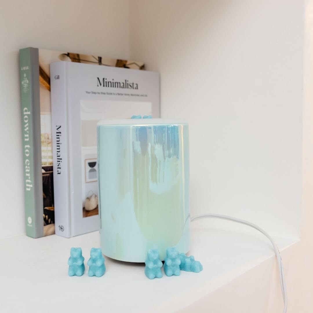 Elegant Blue Electric Wax Melter - Timer, LED Light & Easy Wax Removal Dish