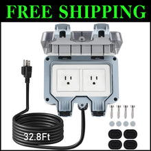 Load image into Gallery viewer, Weatherproof Outdoor Electrical Socket with 32.8Ft Extension Cord for Security