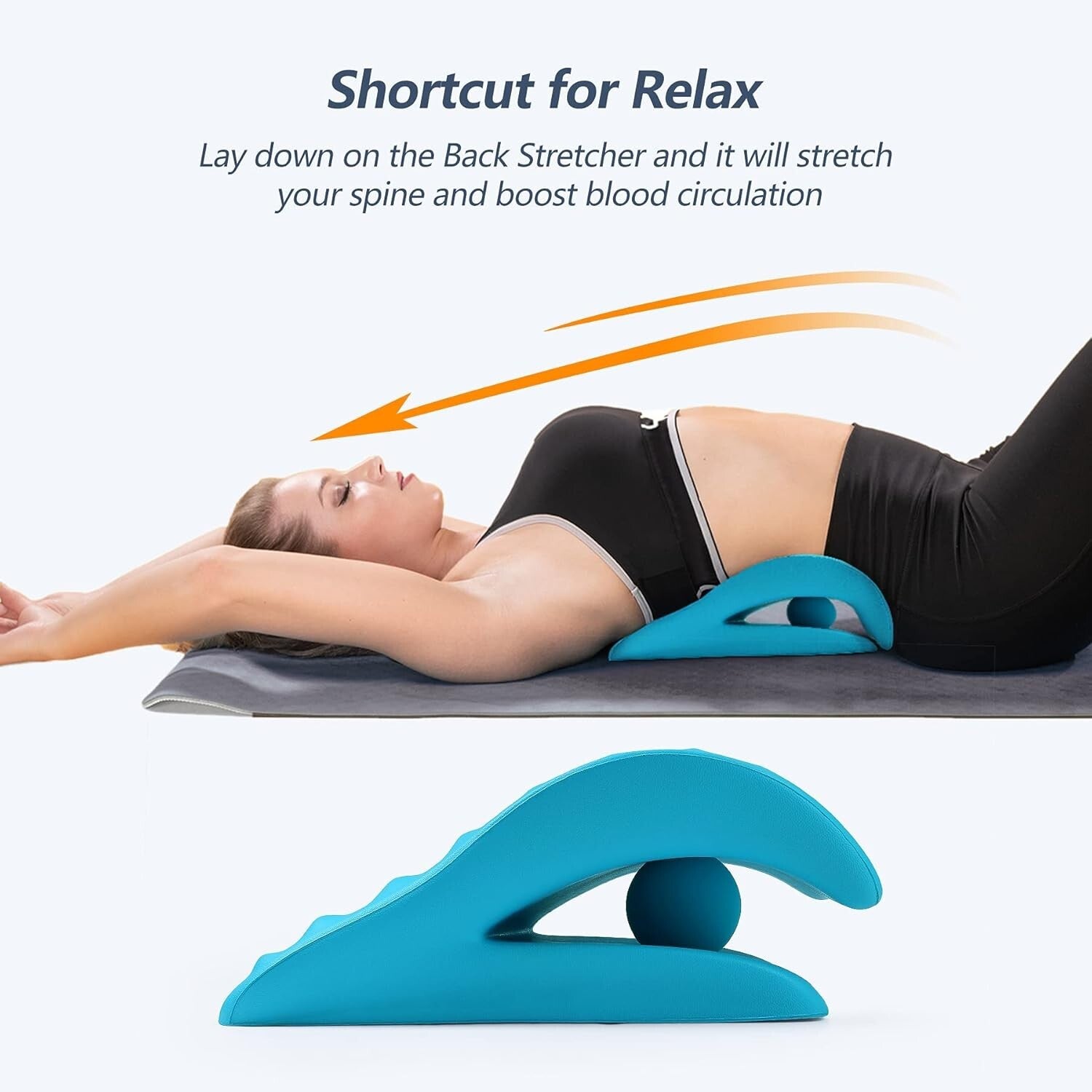 C-Shaped Back Stretching Cushion with Massage for Sciatica and Stenosis Relief
