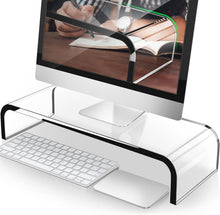Load image into Gallery viewer, Crystal Clear Acrylic Monitor Riser - Supports Up to 50 Lbs, Multi-Purpose Use