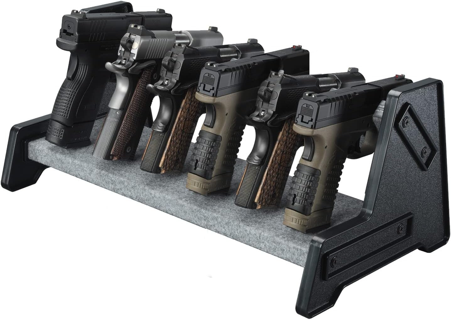 Premium 6-Gun Pistol Rack with Leather Trim - Organize Firearms Elegantly