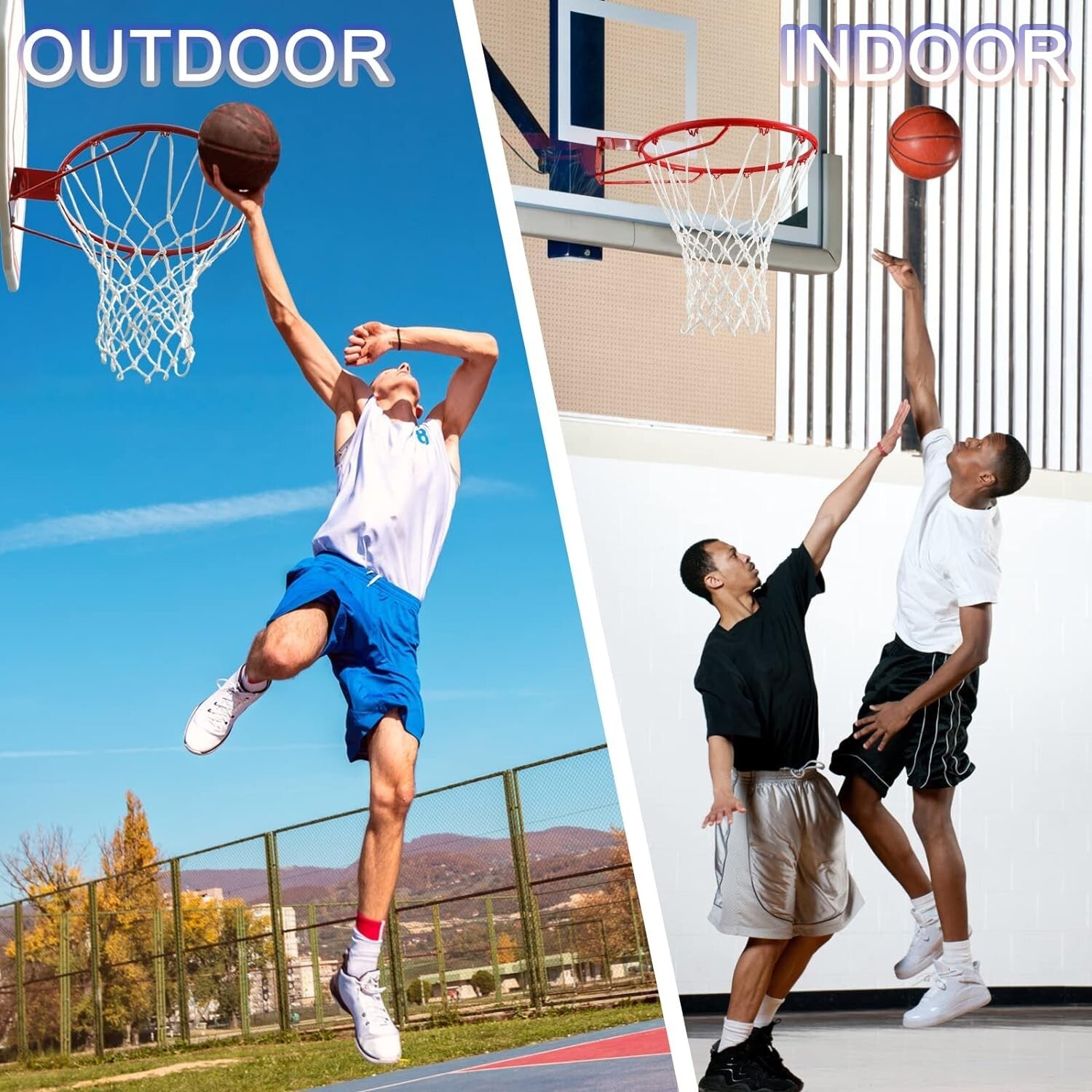 12 Loops Heavy-Duty Basketball Net - All-Weather Replacement for Standard Hoops