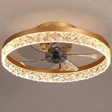 Load image into Gallery viewer, Reversible Ceiling Fan with Remote Control &amp; Crystal Embellishments - 20" Gold