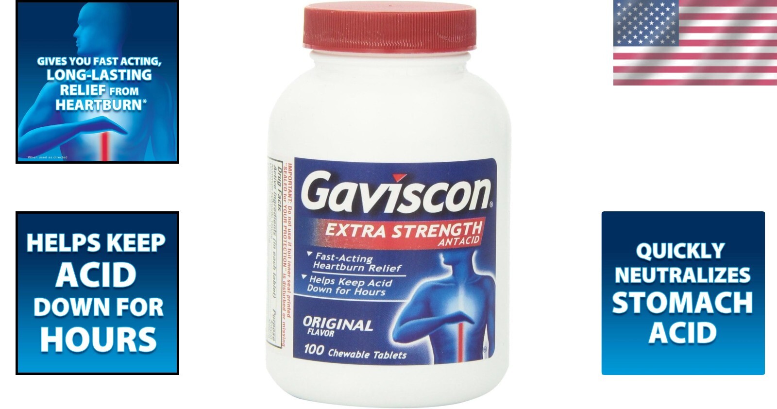 3-Pack Extra Strength Chewable Antacid Tablets - Original Flavor, 100 Count Each