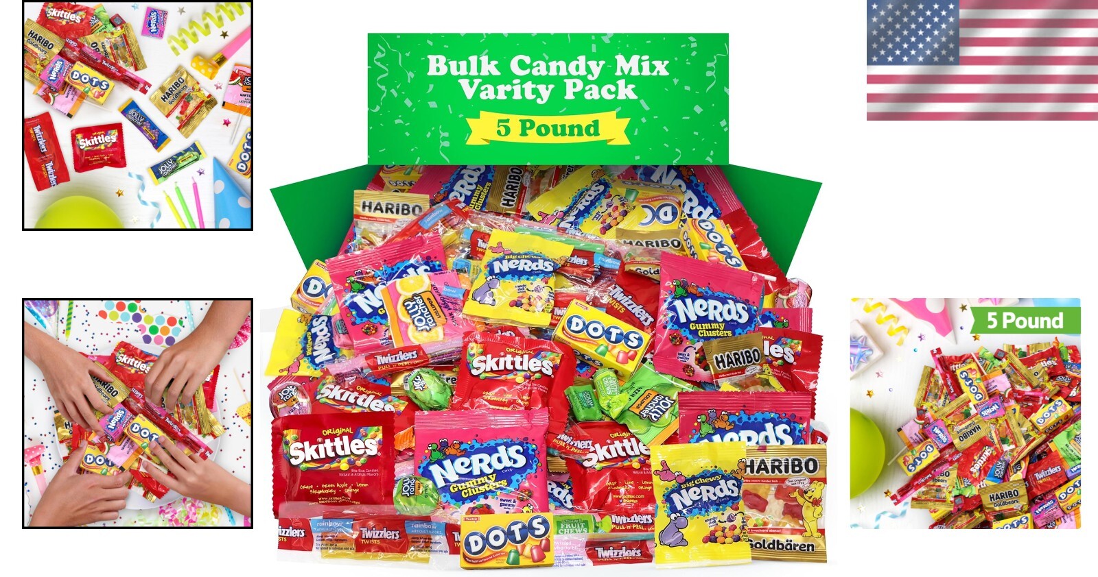 Assorted Candies in 5-Pound Pack - Individually Wrapped for Gatherings & Events