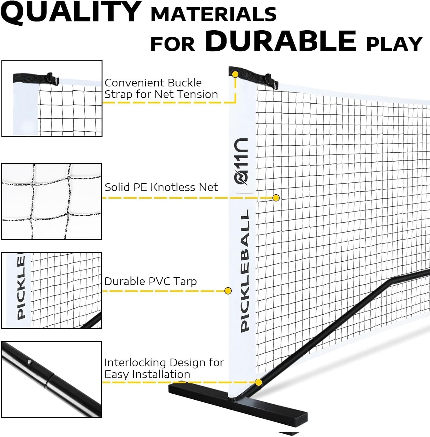 Regulation Size Portable Pickleball Net System with Carrying Bag for Easy Setup
