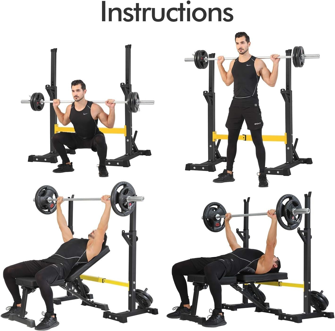Heavy-Duty Home Gym Squat Rack - Adjustable Barbell Storage with Safety Features