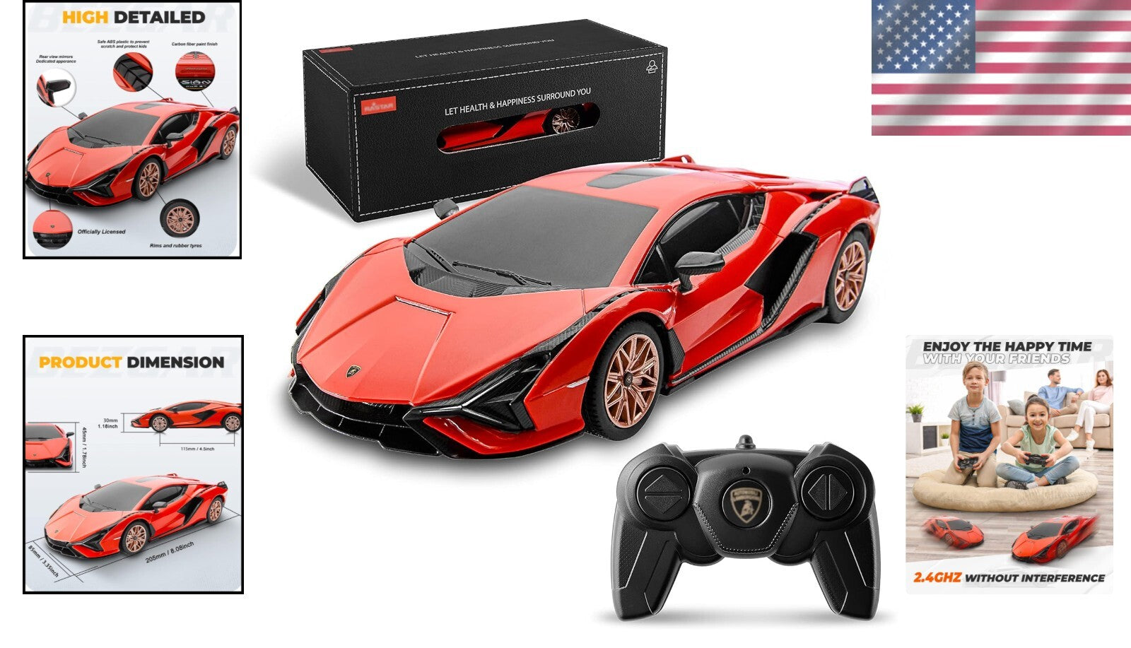Durable 1:24 Remote Control Lambo Sián FKP 37 - Perfect for Kids & Collectors