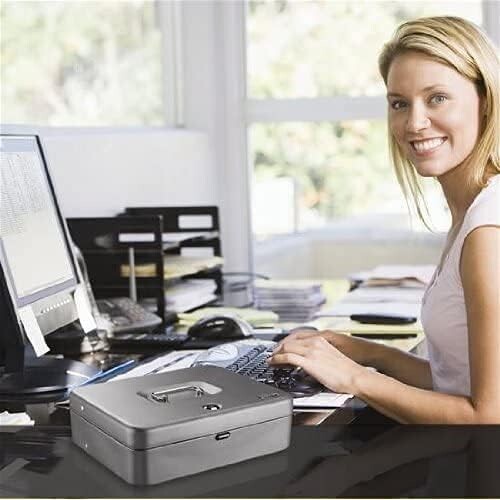 Secure Alloy Steel Cash Box with Tiered Tray and Recessed Handle | 11.81" W