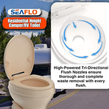 Load image into Gallery viewer, Residential Height RV Toilet, 18.5” Gravity Flush, Soft Close – Parchment Bone