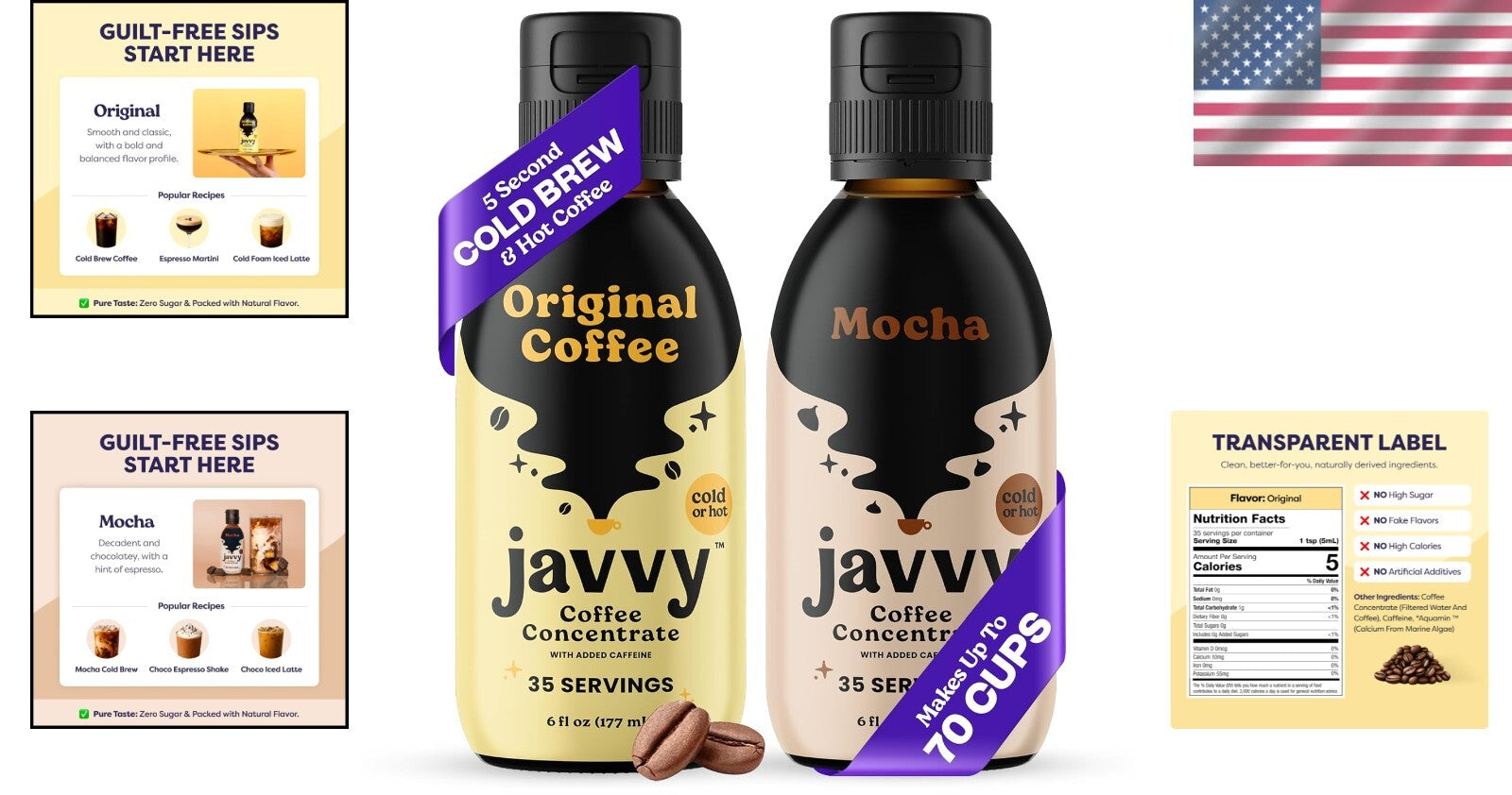Versatile Coffee Concentrate for Hot or Iced Drinks - 12 oz, Mocha & Original