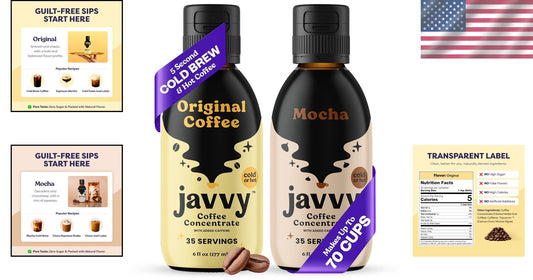 Versatile Coffee Concentrate for Hot or Iced Drinks - 12 oz, Mocha & Original