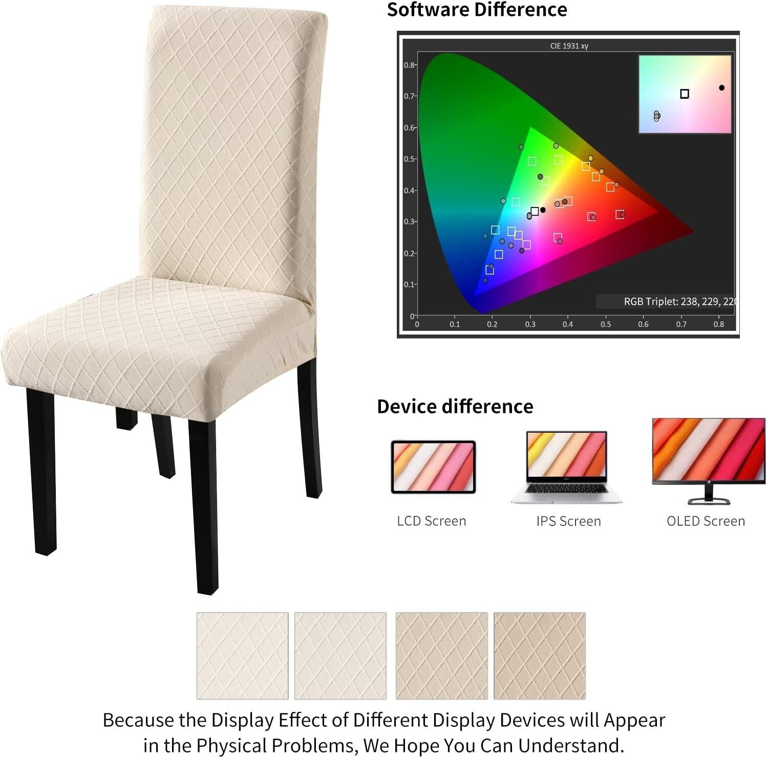 4 Pack Removable Washable Chair Covers - Elegant Stretch for Dining & Kitchen