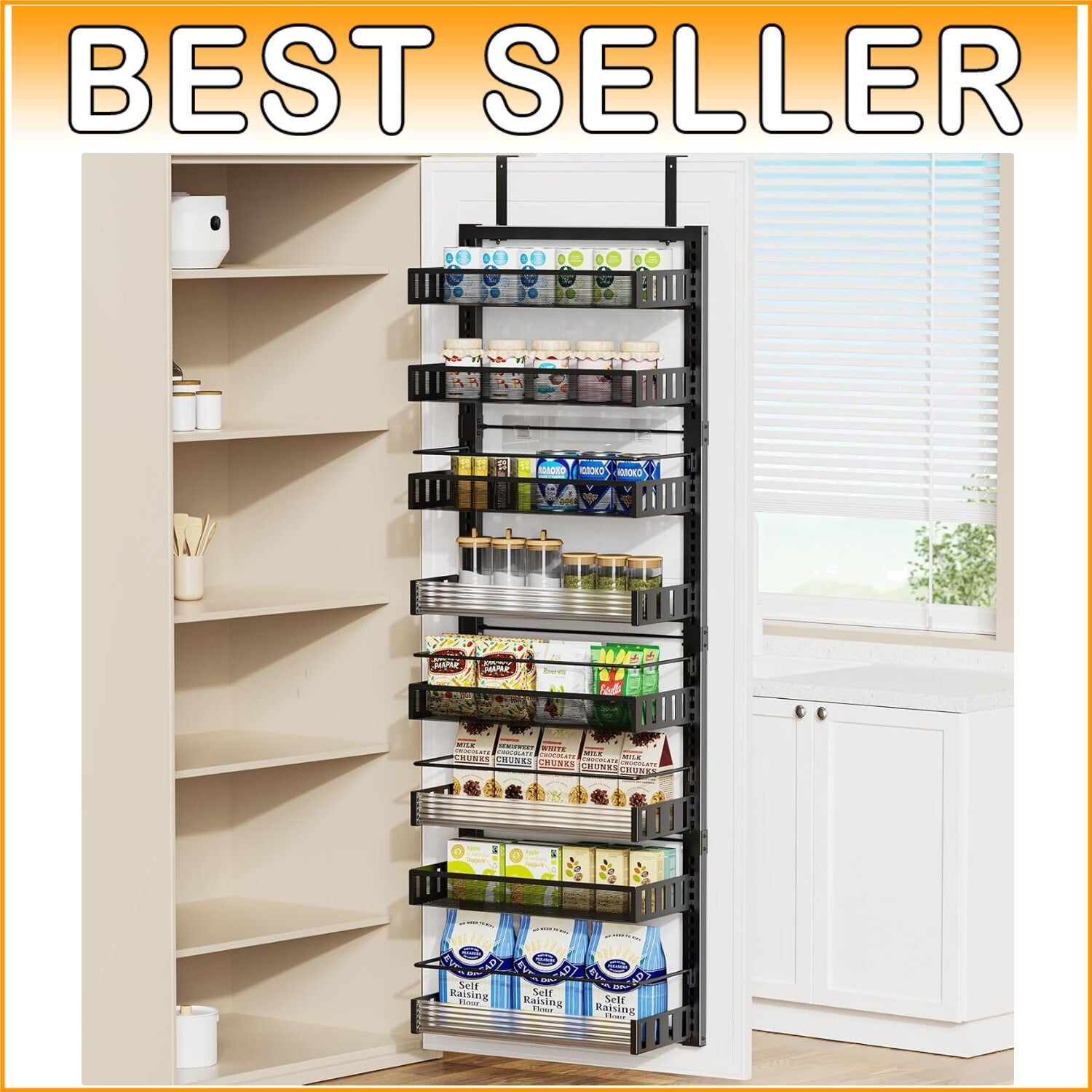 Large 8-Tier Spice Rack with Detachable Baskets - Ideal Wall Mounted Organizer