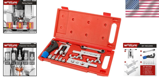 9 Dies Complete Flaring Swage Tool Kit with Tubing Cutter & Ratchet Wrench