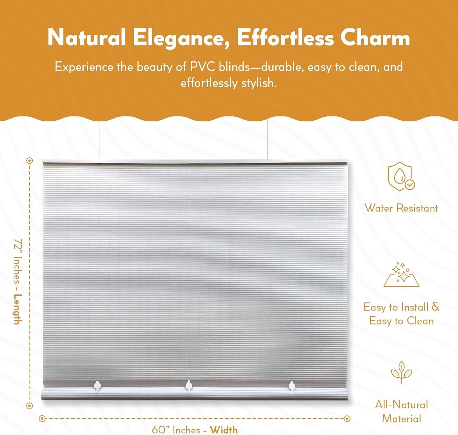 Elegant Waterproof Outdoor Shades - 72" W x 72" L Light Diffusing PVC Blinds