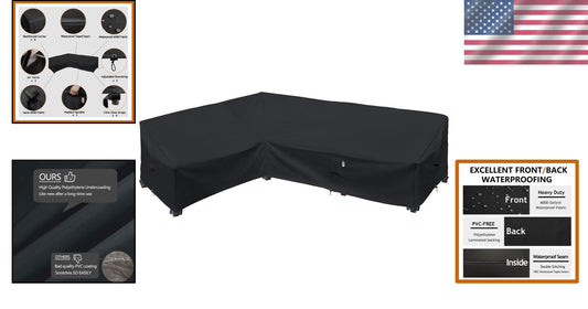 Durable L-Shaped Sofa Cover for 83 x 115 Inch Sectionals - Weatherproof Design