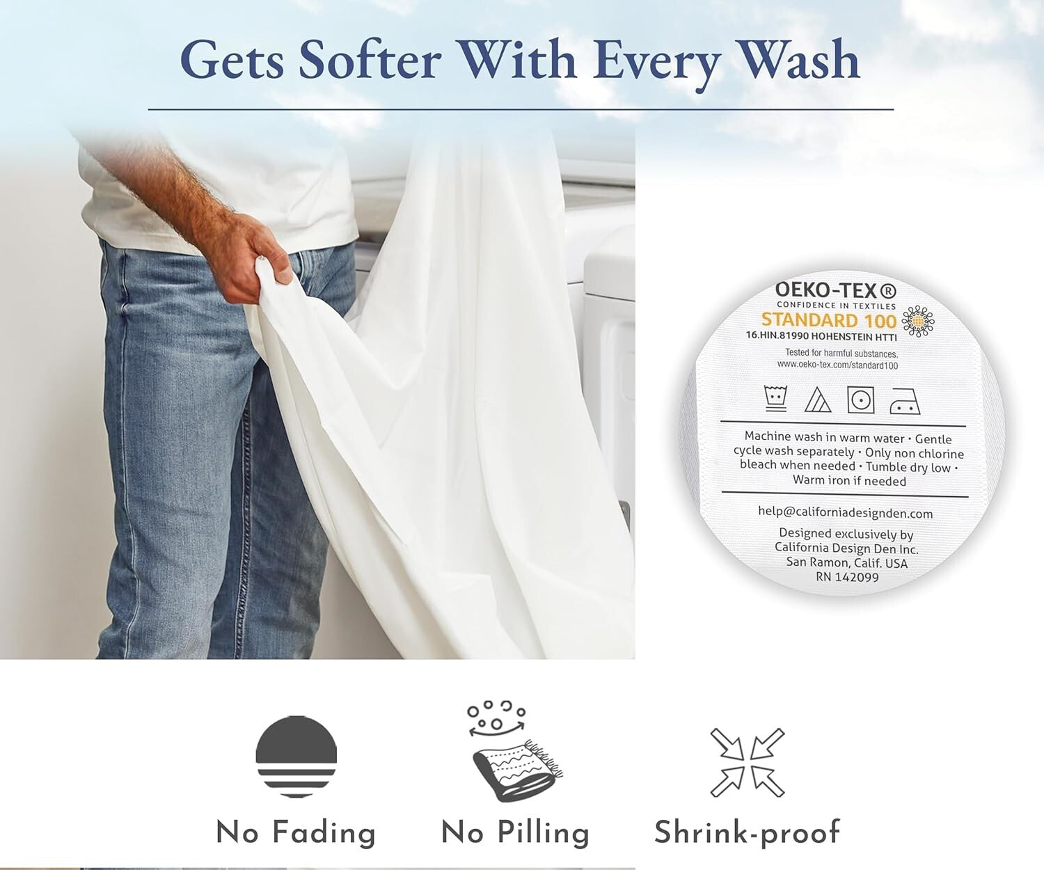 Comfortable King Size Fitted Sheets, 2-Pack 400 TC Cotton Sateen Bright White