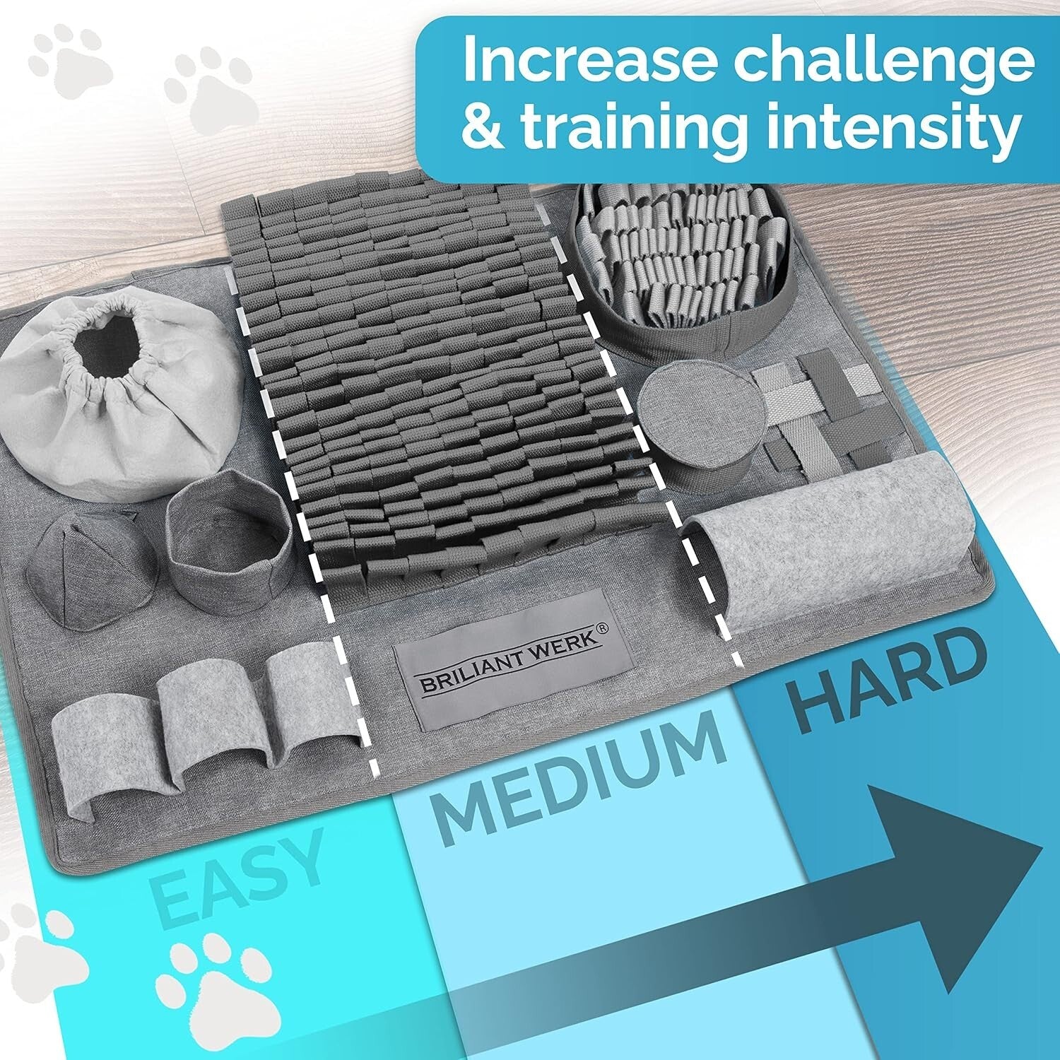 Grey Snuffle Mat for Dogs - Machine Washable with 10 Challenges for All Sizes