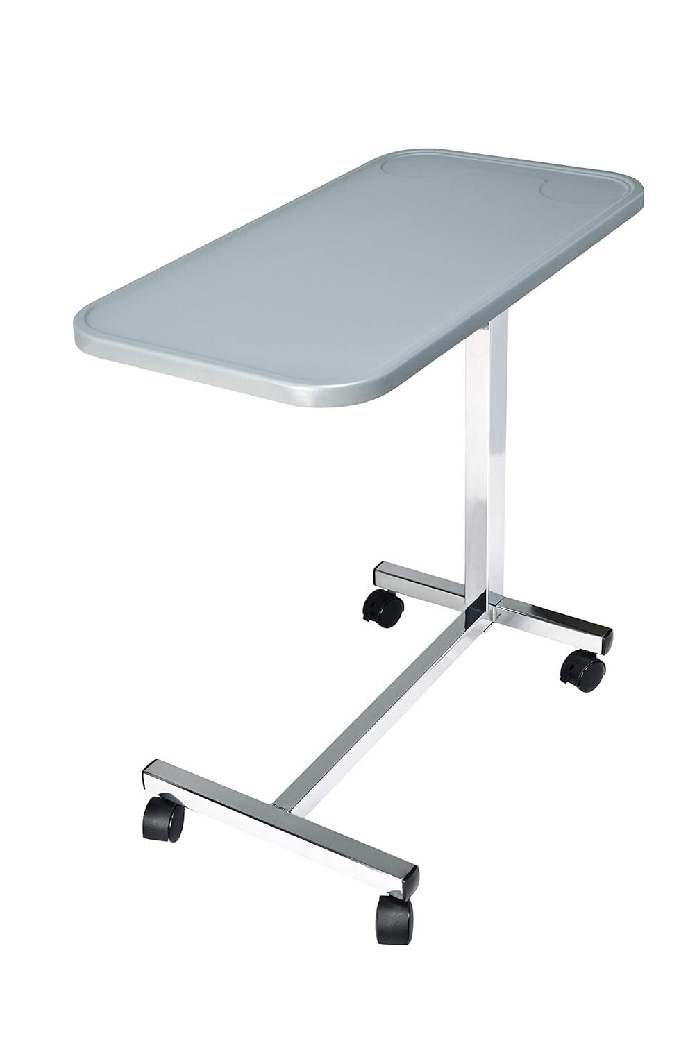 Durable Grey Composite Overbed Table with Casters – Ideal for Home or Hospital