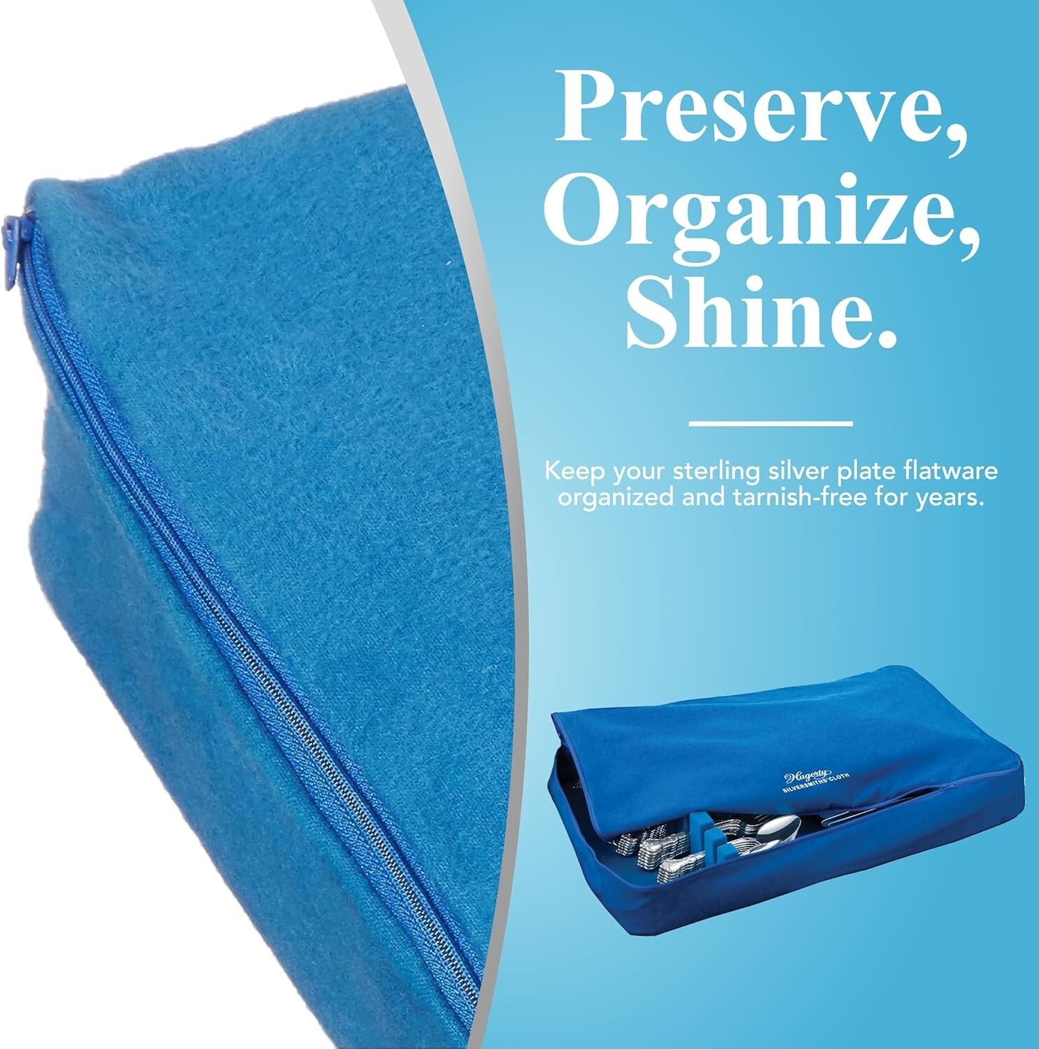 Zippered Flatware Storage Drawer Liner – Tarnish Preventive Silverware Organizer