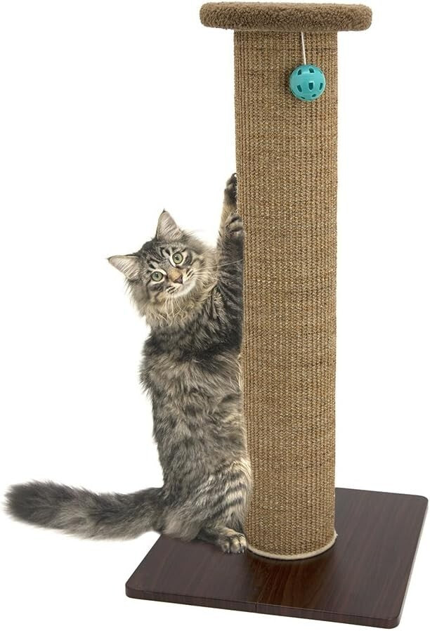 Compact 32" Tall Sisal Scratcher Post with Stable Base for Active Cats