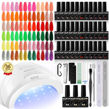 Load image into Gallery viewer, Luxury 36-Color Gel Nail Polish Set with 48W UV Lamp &amp; Essential Manicure Tools