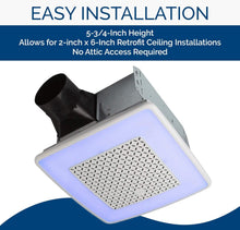 Load image into Gallery viewer, 24 Color Selectable LED Bathroom Exhaust Fan - Silent 110 CFM with Bluetooth App