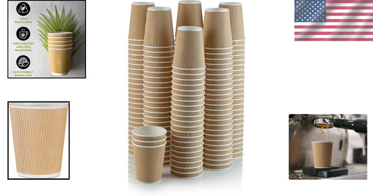 Three-Layer 10 Oz Brown Disposable Cups - Perfect for Coffee & Iced Drinks