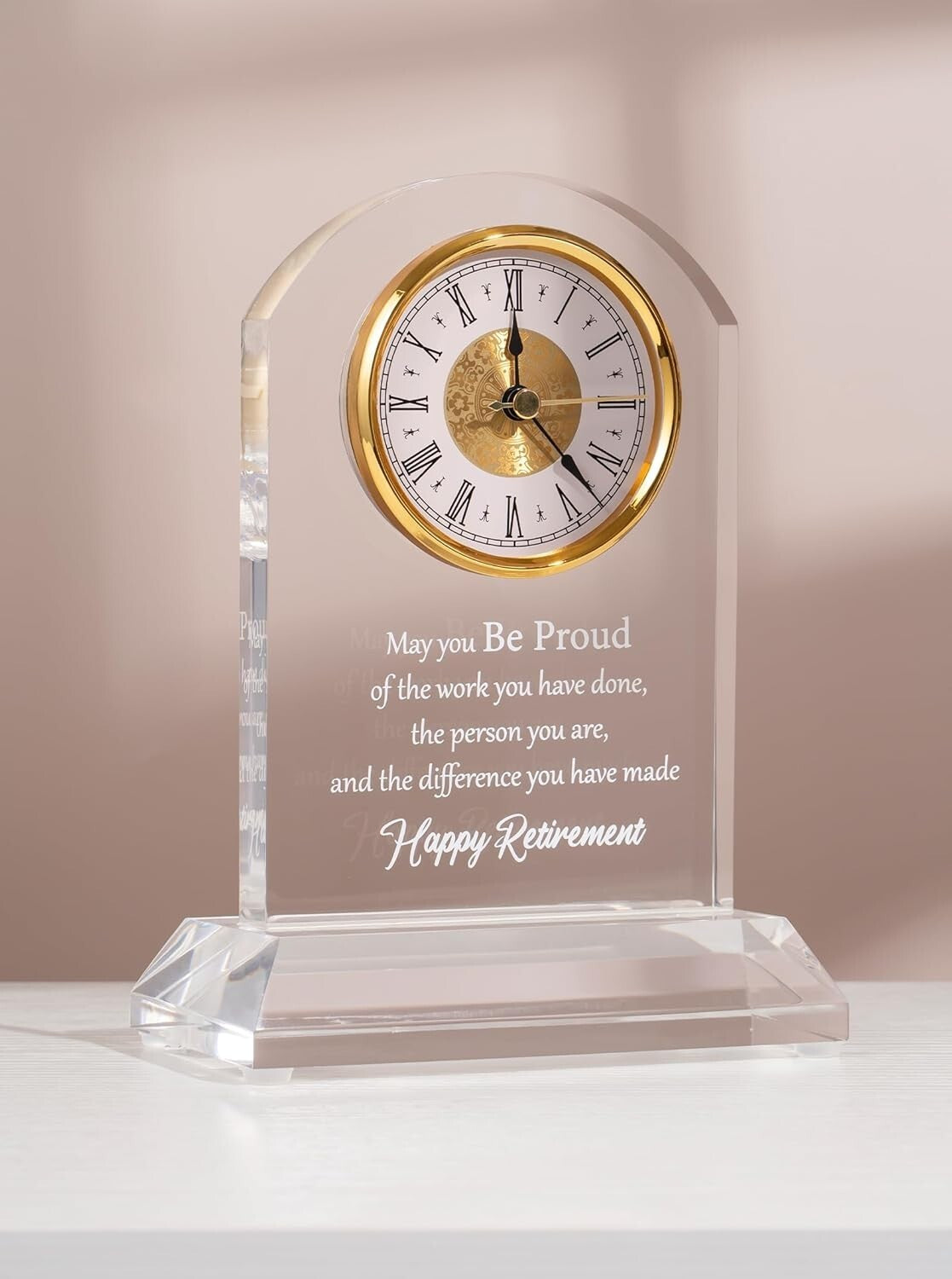 Elegant Quartz Desk Clock with Plaque - Perfect Retirement Gift for Loved Ones