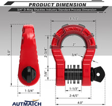 Load image into Gallery viewer, Mega D Ring Shackles 3/4" 68,000lb Break Strength for Reliable Off-Road Recovery