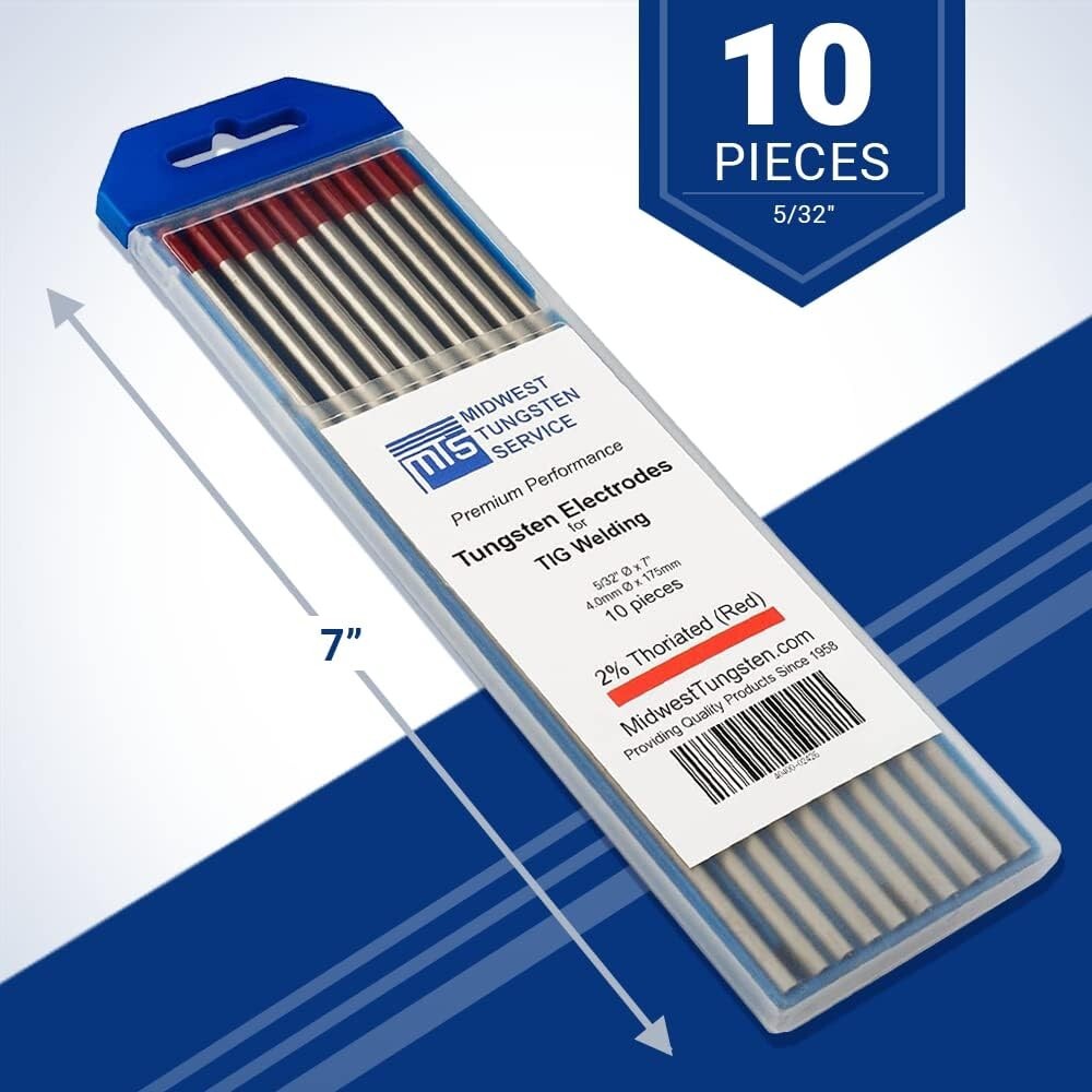 Premium 2% Thoriated Tungsten Electrodes - Ideal for All Skill Levels in Welding