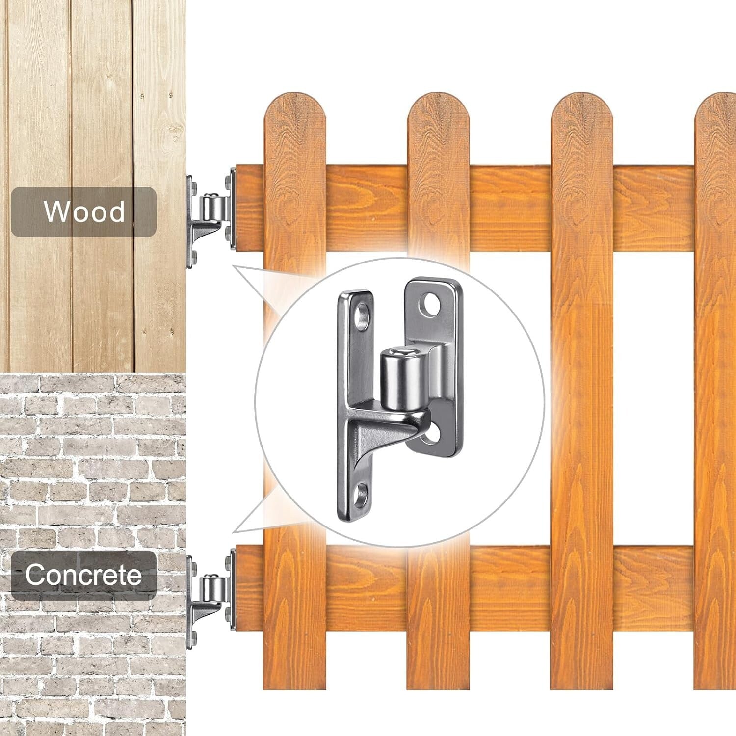 304 Stainless Steel Heavy Duty Gate Hinges - 600LB Support, Ideal for Fences