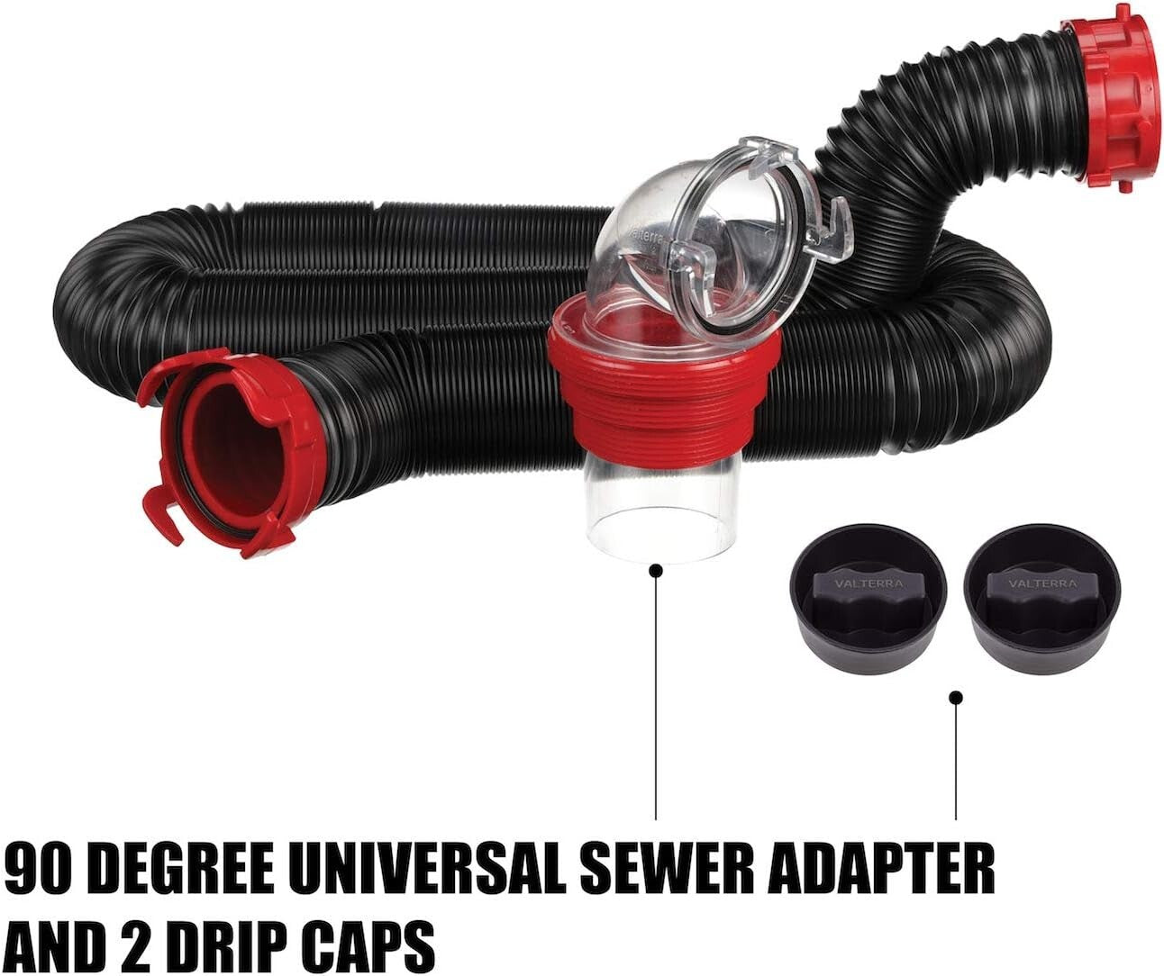 15-Foot Heavy-Duty RV Sewer Hose Kit with ClearView Adapter for Easy Draining