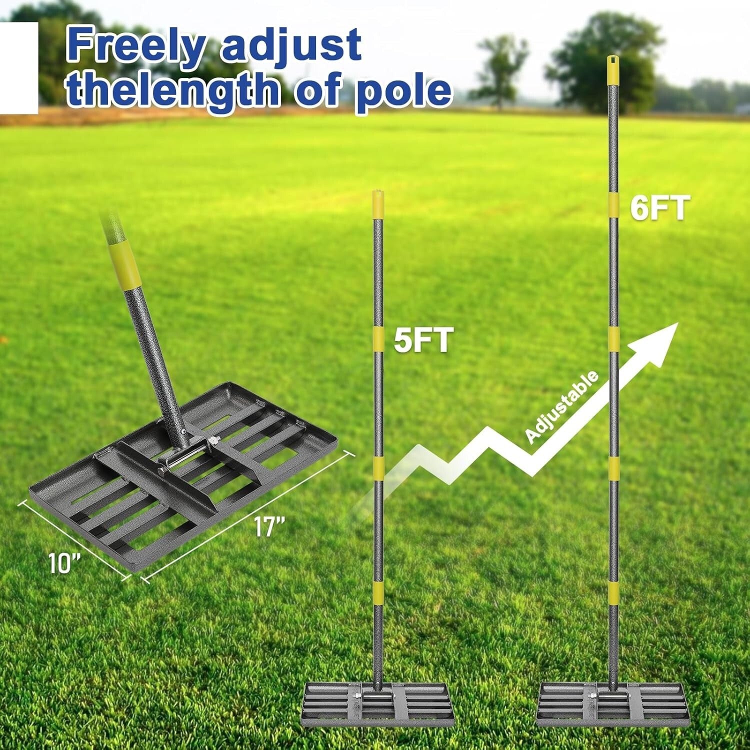 Heavy-Duty Lawn Leveling Tool with 72" Extra Long Handle for Easy Ground Care