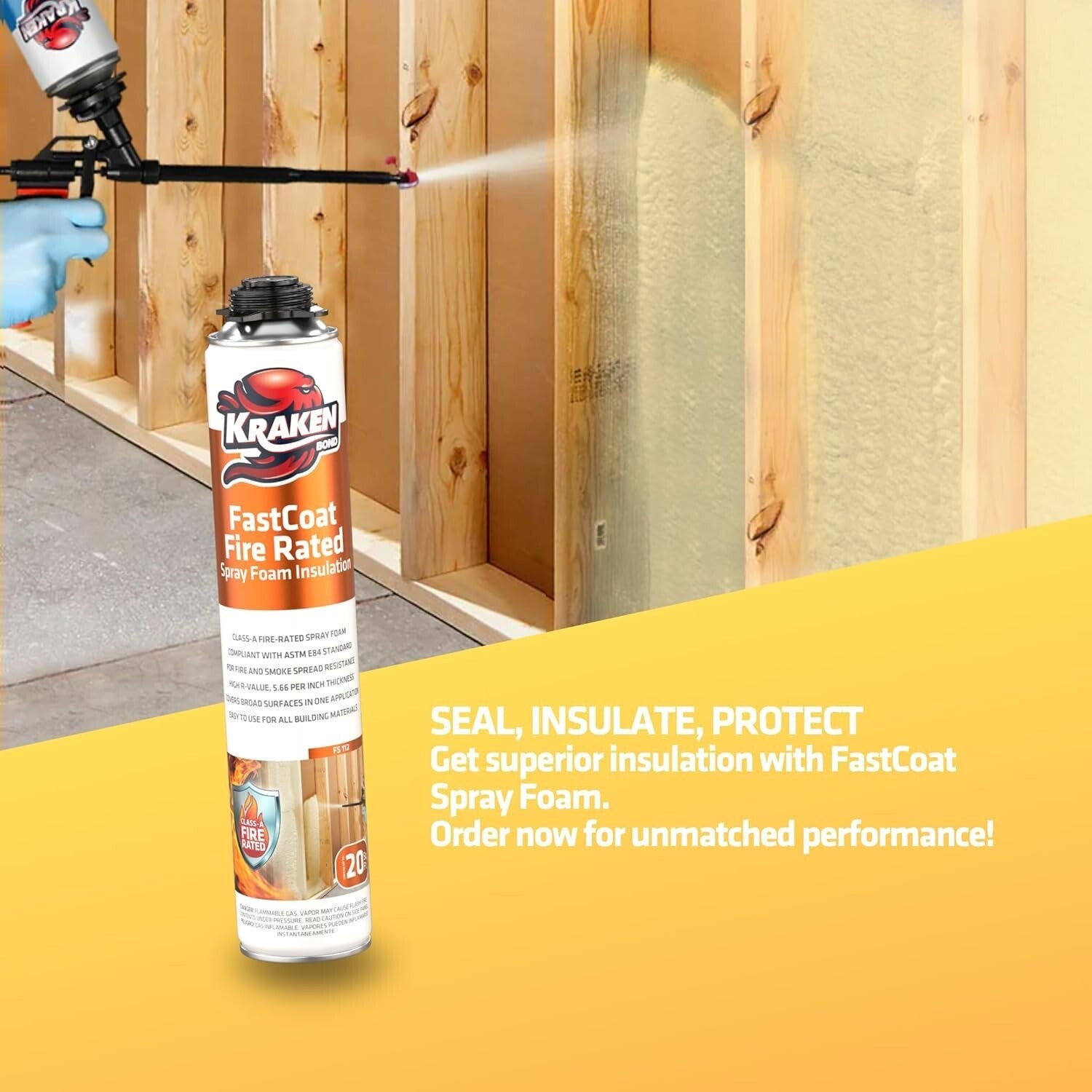 Class-A Fire Rated Spray Foam Insulation - High-Efficiency, 2x27.1 oz Cans